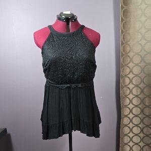 Torrid Black Sleeveless Lace Blouse